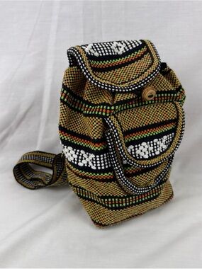 Handwoven Multicolor Boho Backpack - Yellow and Black